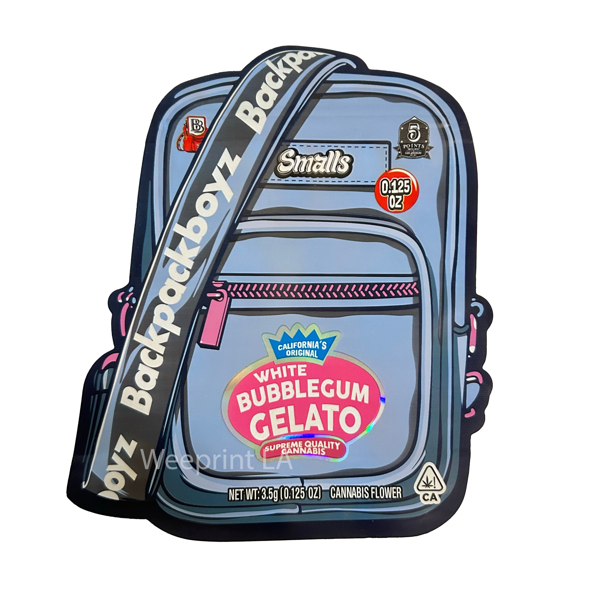 White Bubblegum Gelato Backpack Boyz 3.5G Mylar Bags