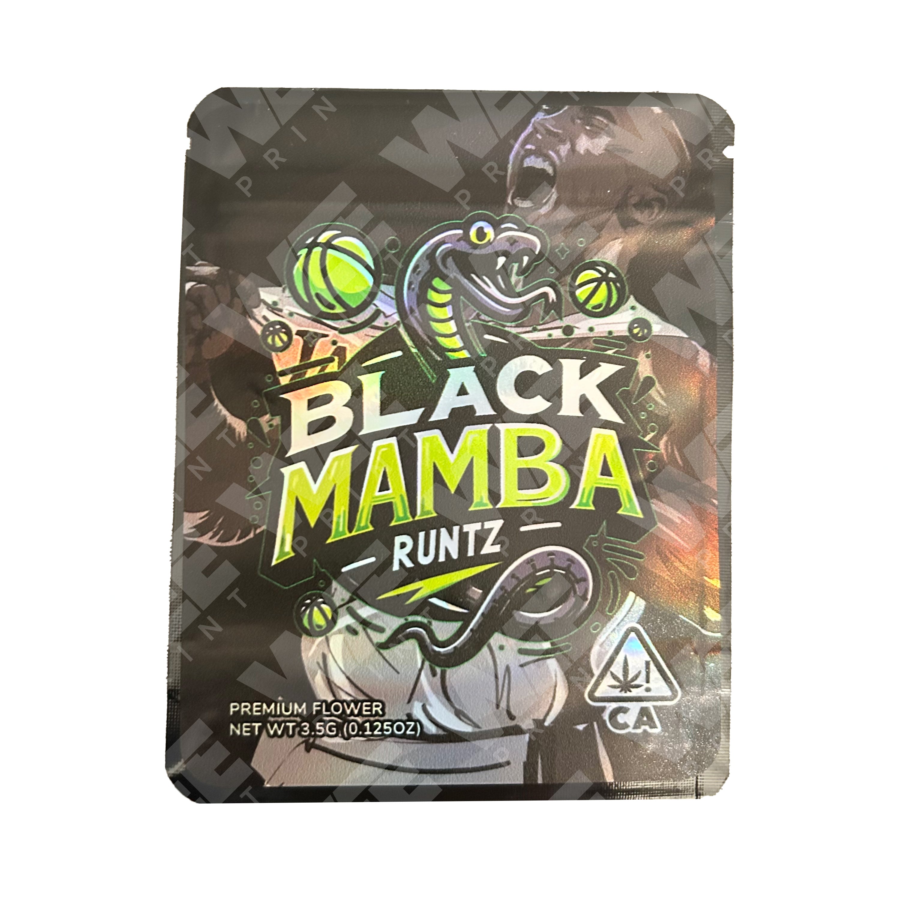 Black Mamba Runtz 3.5g Custom UV Sticker Mylar Bags | Custom Printed ...