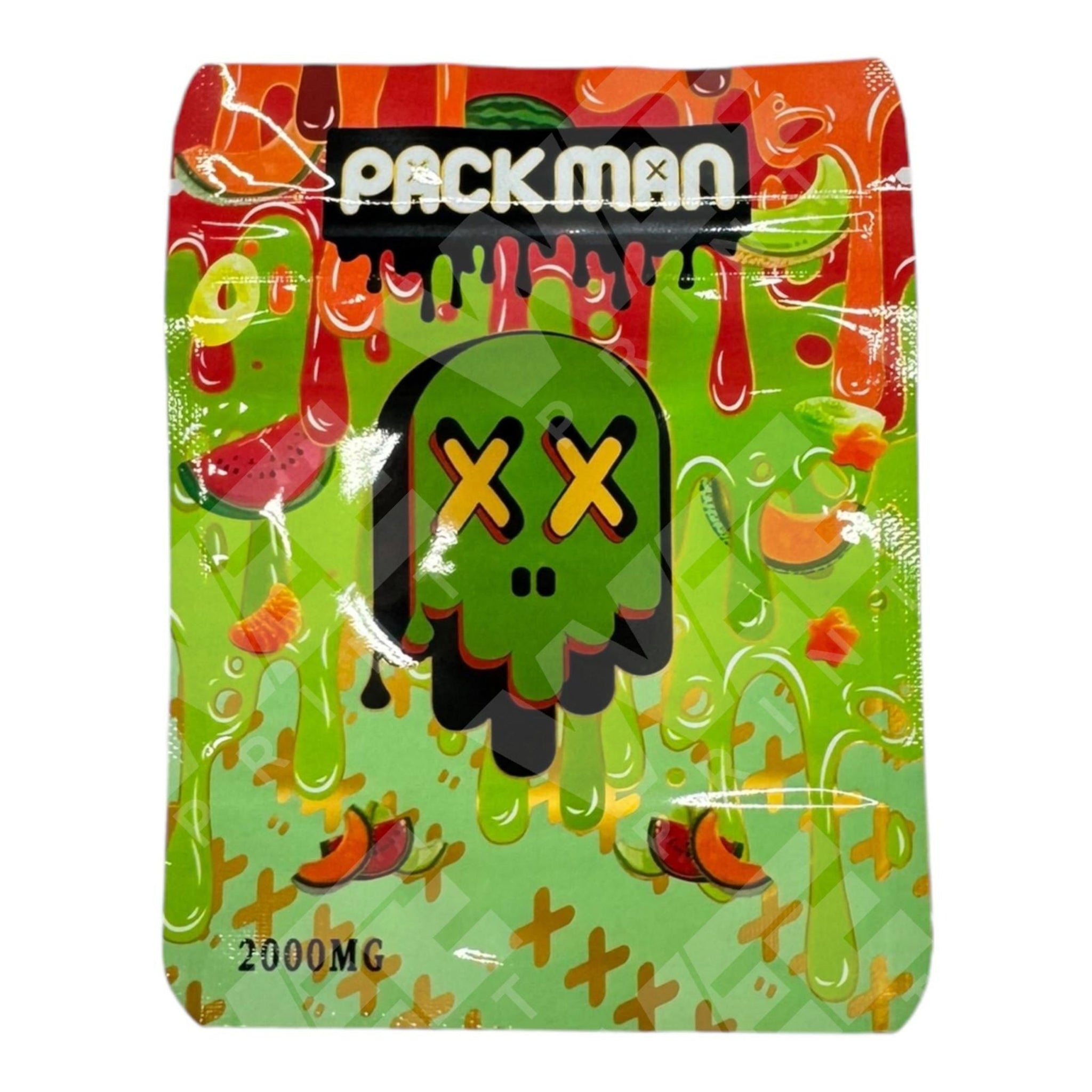 2000 mg Edible Watermelon Packman Mylar Bags 2000 mg Edible Watermelon Packman Mylar Bags