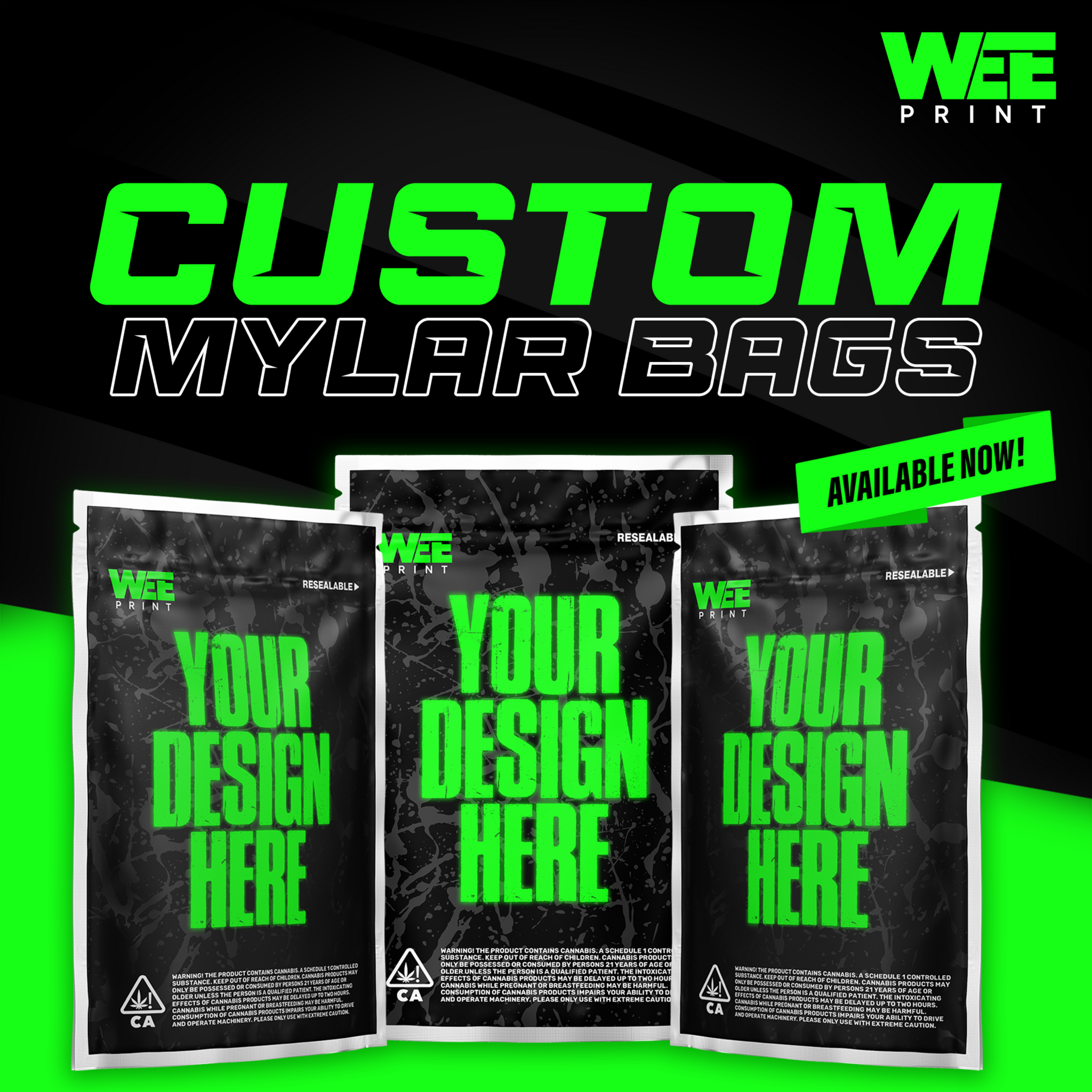 3.5g Custom UV Sticker Mylar Bags | Custom Printed Mylar Bags