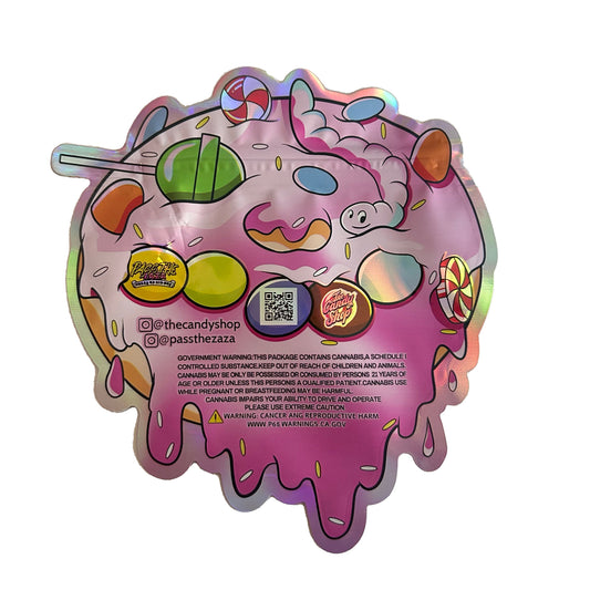 Candy Donut Melt Cutout 3.5G Mylar Bags | Custom UV Mylar Bags