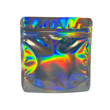 Plain Silver Holographic 3.5G Mylar Bags  | Custom UV Mylar Bags | Mylar Food Storage Bags