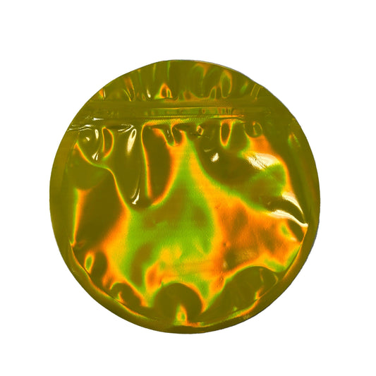 Circle Plain Yellow 3.5G Mylar Bags | Custom UV Mylar Bags | Mylar Food Storage Bags